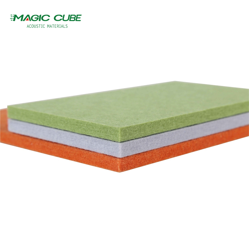 1220 * 2420 مم * 9 مم ألياف البوليستر الصوتية لوحة عزل الصوت لوحات شعر الحيوانات الأليفة الصوتية